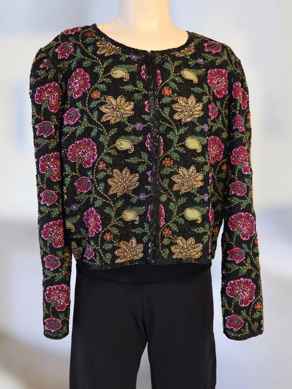 🌺 Vintage Stenay Beaded Silk Evening Jacket 🌺Size Large